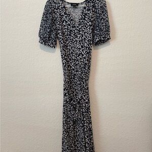 MSK Navy and White Floral Maxi Dress